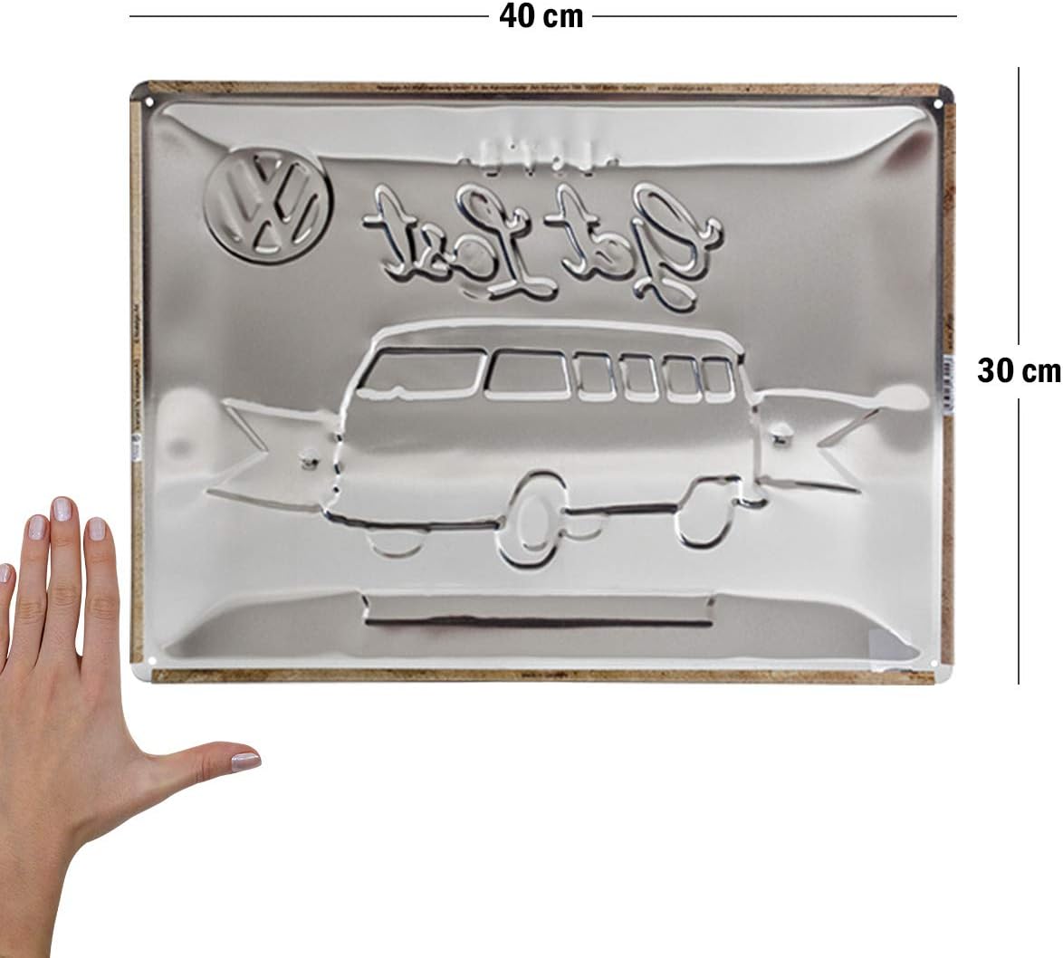 Nostalgic-Art Retro Tin Sign - Volkswagen Bulli T1 - Let's Get Lost - VW Bus gift idea, Metal Plaque, 30 x 40 cm - Image 4