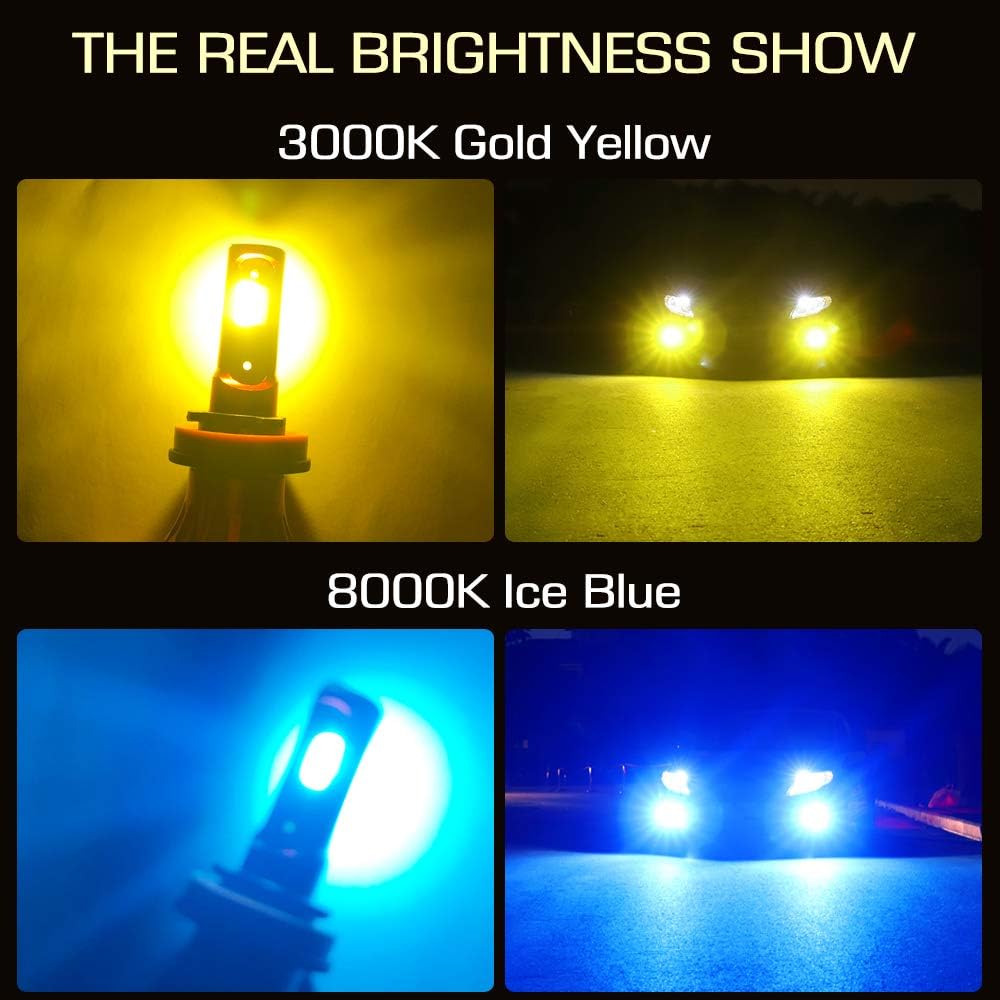 Model 3 Color Dual Birhgt Super 8000LM Chips COB Bulbs