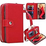 Galaxy S8 Case, Galaxy S8 Wallet Case, Pasonomi PU Leather Protective Shell Detachable Folio Flip Holster Carrying Case with Card Holder for Samsung Galaxy S8 2017 (Red)