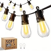 Outdoor Festoon String Lights Patio LED - 15M 15+1 G40 LED IP65 Waterproof 65ft Porch Bistro Garden Lights for Party Wedding