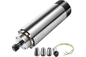 QNK CNC Spindle Motor, 1.5KW Air Cooled 65mm 220V ER11 24000RPM Spindle Motor, High Speed 5A 400Hz Air Cooled Round for CNC Router Engraver Milling Machine