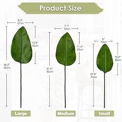 DILATATA 3 Pack Artificial Bird of Paradise Leaves