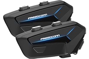 FreedConn FX Plus Motorcycle Helmet Bluetooth Headset, Auto-Join Mesh Network, 16 Riders Intercom Motorcycle Communication Systems with CVC and AI Noise Cancellation for Group Ride, 2 Pack