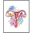 Floral Female Anatomy Wall Art - Gift for Women, OBGYN or Gynecology, Fertility, IVF Doctors Office - Decor for Home, Apartment or Medical Clinic - Uterus Picture Print - 8x10 UNFRAMED