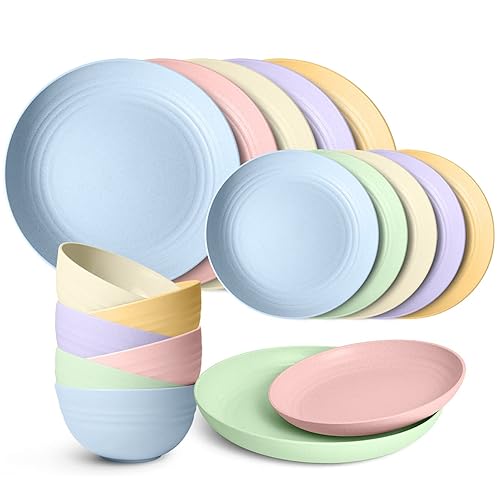Peurif Kitchen Wheat Straw Dinnerware Sets, Dinner Plates, Dessert