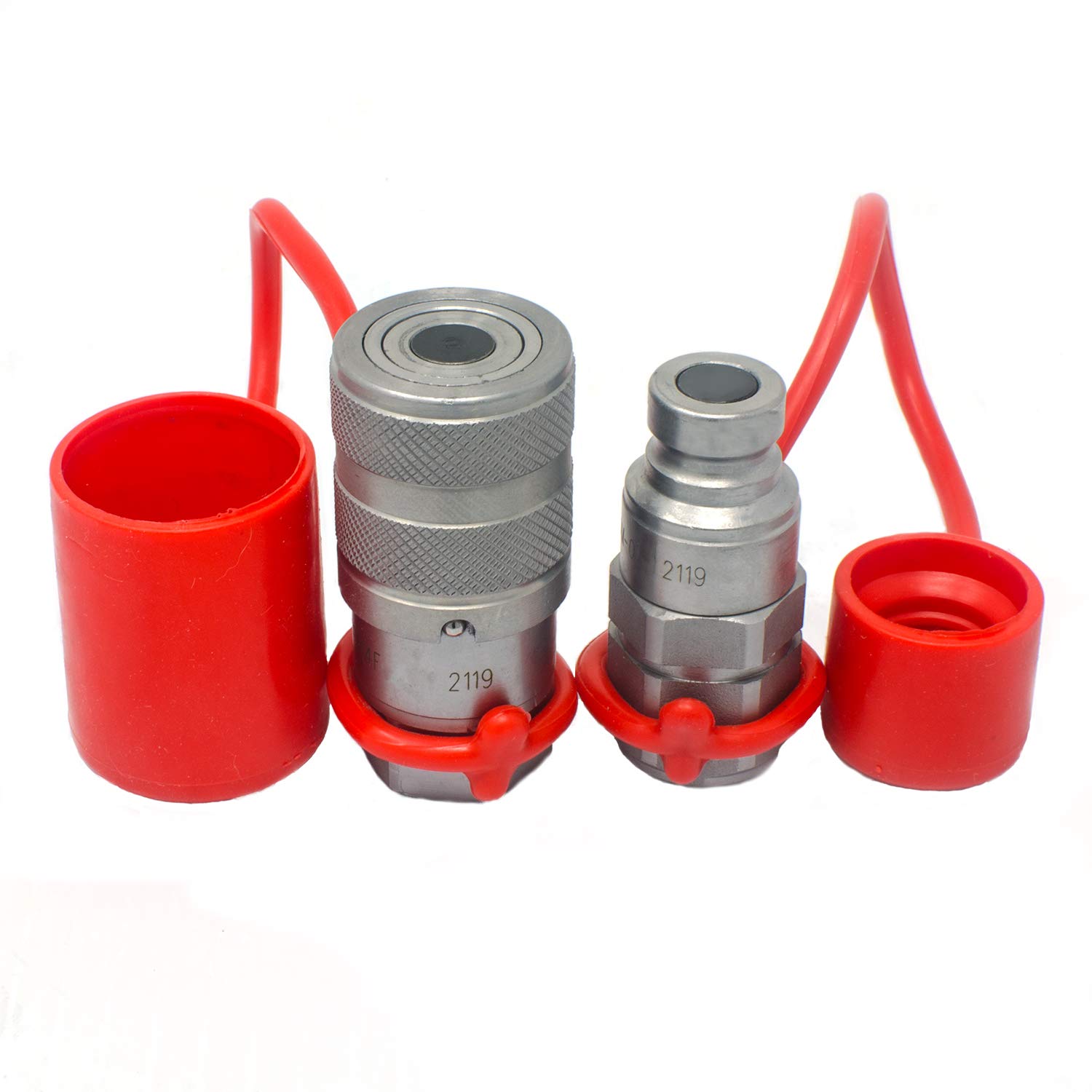 Photo 1 of Summit Hydraulics 1/4" NPT Flat Face Hydraulic Quick Connect Coupler Set w/Dust Caps