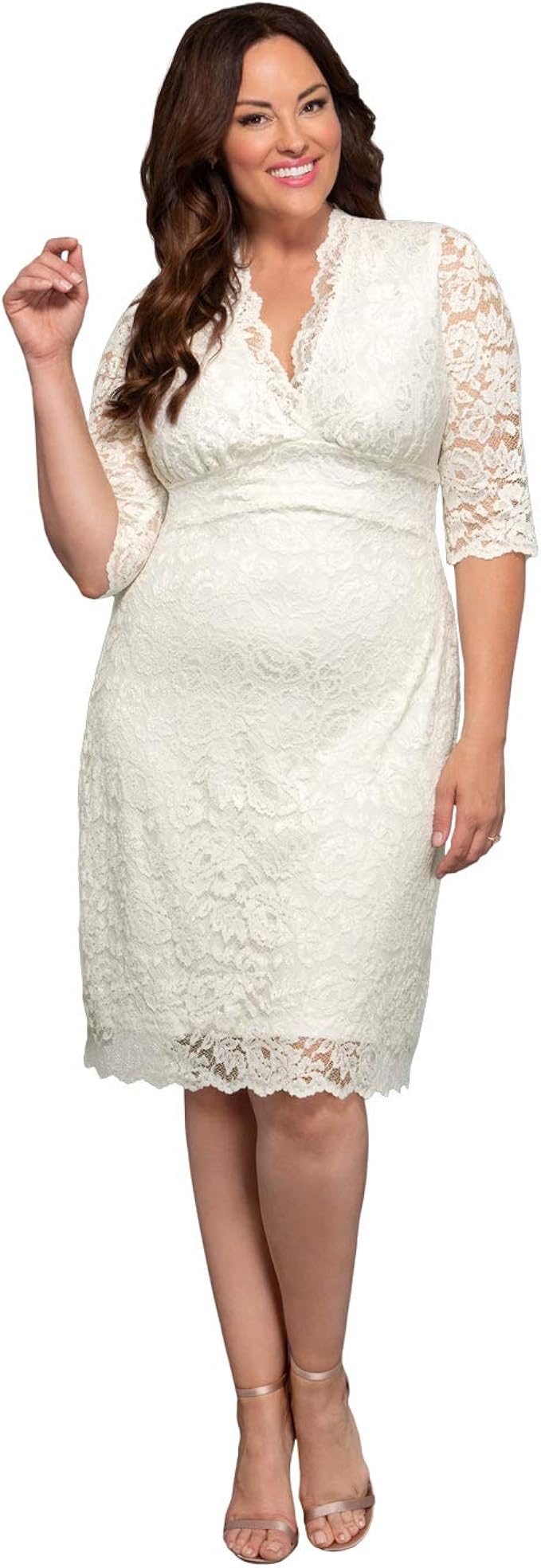 Kiyonna Women's Plus Size Luxe Lace Wedding Dress 5X Ivory at Amazon Womenâs Clothing store