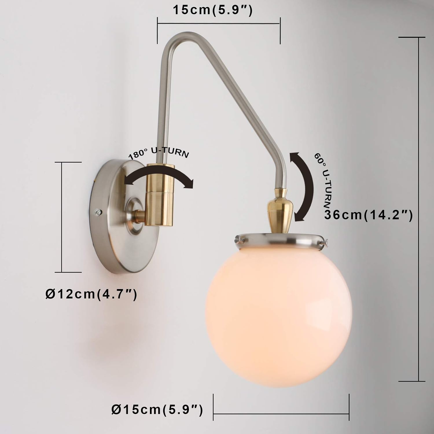 Phansthy runde Glas Wandleuchten Vintage Industrie Loft-Wandlampen