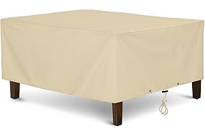 SunPatio Outdoor Ottoman Cover, Heavy Duty Waterproof Rectangular Coffee Table Cover, Patio Furniture Side Table Cover, All Weather Protection, 40" L x 30" W x 18" H, Beige