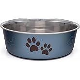 Loving Pets Bella Dog Bowls- Stainless Steel Dog &amp; Cat Bowls - Spill Proof Dog Food Bowl, Cat Bowl, Puppy Essentials &amp; Pet Supplies Great for Home &amp; Travel (Large 35-65 lbs, Blueberry)