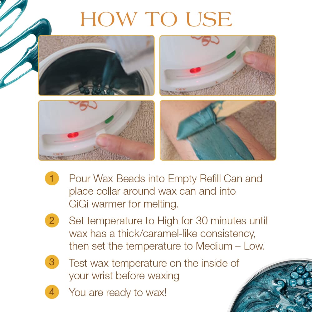 GiGi Empty Wax Refill Can for Hard Wax Beads - Professional Wax Warmer Compatible, Reusable & Heat-Resistant Container for Easy Waxing