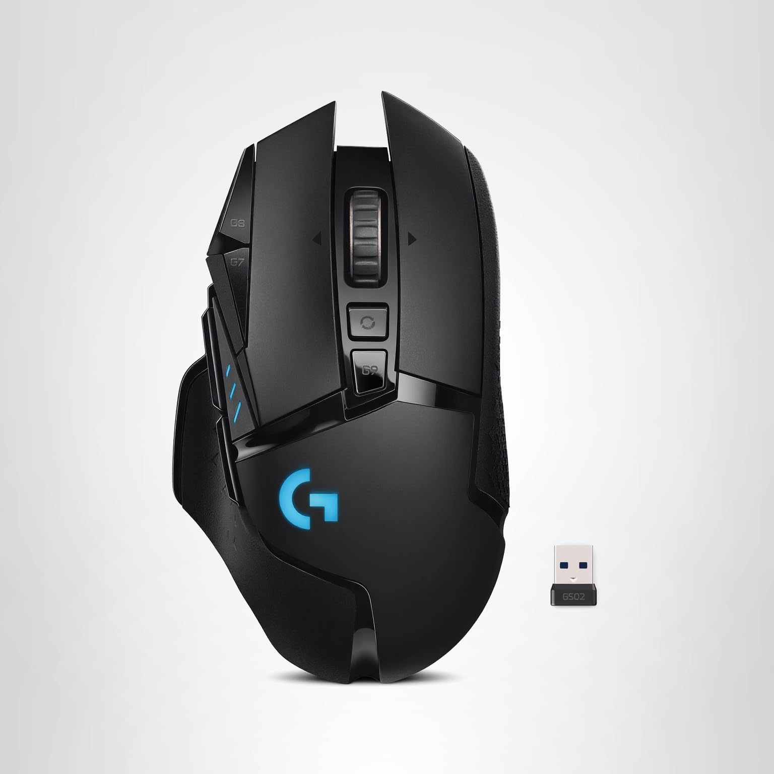 Logitech G502 Lightspeed Wireless Gaming Mouse with Hero 25K Sensor, PowerPlay Compatible, Tunable Weights and Lightsync RGB - Black