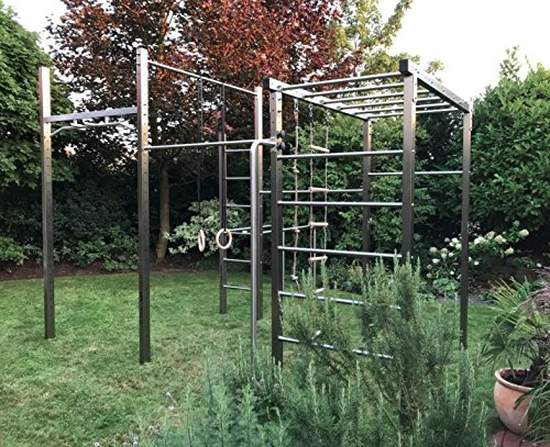 Tolymp Gym Equipment Activity Climbing Tower Tower For Family Children And Fitness In Your Garden Cross Design With Transom Ladder Climbing Net Dip Bar Pull Up Monkey Bar And Gym Bar