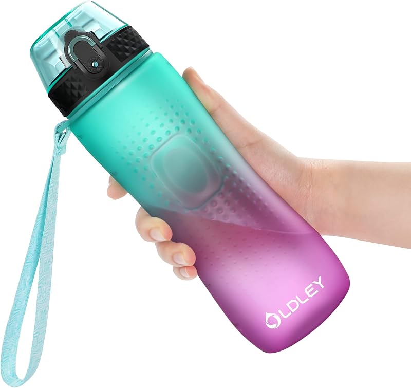 OLDLEY 750ml Water Bottle with Straw, BPA Free Tritan, Leakproof, Time Markers,