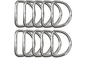 Ewparts 1.5 inch Metal D Ring - 10 Pack Heavy Duty Welded Stainless Steel D Ring for Sewing Dog Collar (1.5 inch Inner, 2 inch Outer)