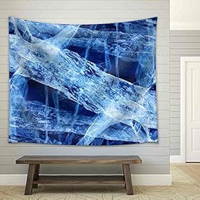 Texture of Ice of Baikal Lake in Siberia - Fabric Wall Tapestry Home Decor - 51x60 inches