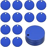 PATIKIL Metal Engraving Blank Tags, 25 Pcs 1.6" Round Aluminum Stamping Blank Tags Round Metal DIY Tag with Hole for Engraving Jewelry Bracelet Necklace Craft Making, Blue