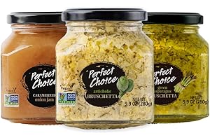 Perfect Choice Variety Pack with Delicious Artichoke Bruschetta, Green Asparagus Bruschetta & Caramelized Onion - Ready-to-eat Spread Ideal for Burgers, Sandwiches, Meats And More - Pack of 3
