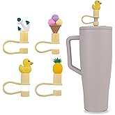 BOXOB 4pcs Silicone Straw Covers for Era 30 oz and 40 oz Tumbler, 12mm Dust-Proof Reusable Straw Protector Lid Cap Toppers, BPA-Free Leakproof for Accessories(Yellow, Summer Style)