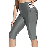 baleaf Women's 14" High Waisted Swim Capris Long Swim Shorts Knee Length UPF50+ Swimsuit with Liner and Pockets