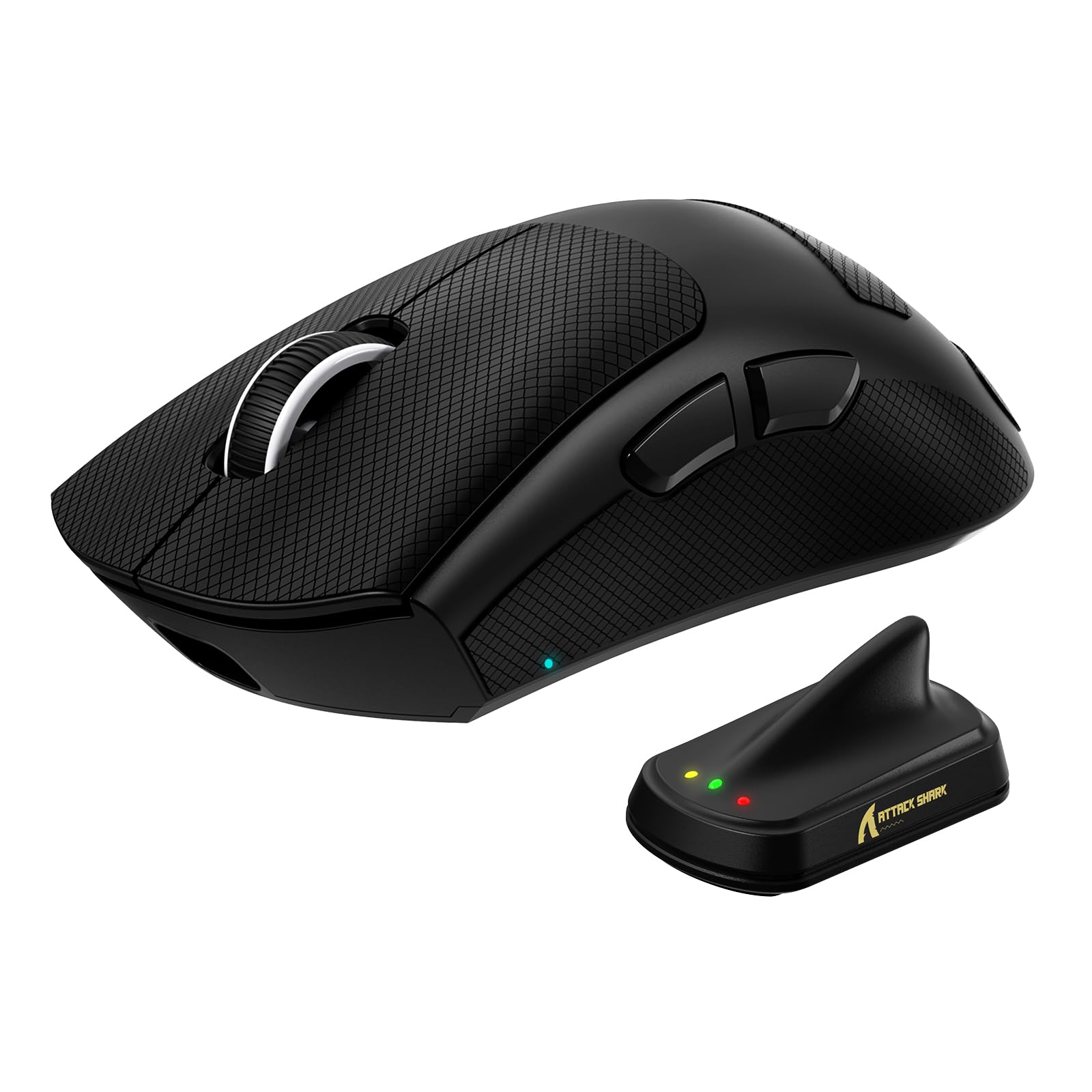 MAMBASNAKE ATTACKSHARK V8 Wireless Ultralight Gaming Mouse with 8K Polling,42000 DPI,Nordic54L15 MCU Chip,PAW3950 Max Sensor-Wired/BT/2.4Ghz,400Hrs Long Battery,Programmable for PC Mac FPS(Black+Tape)