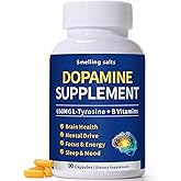 Smelling salts Dopamine Supplement for Brain Health – 650mg L-Tyrosine & B Vitamins – Supports Mood, Focus, Sleep & Motivation – Dopamine Booster for Adults – 90 Capsules