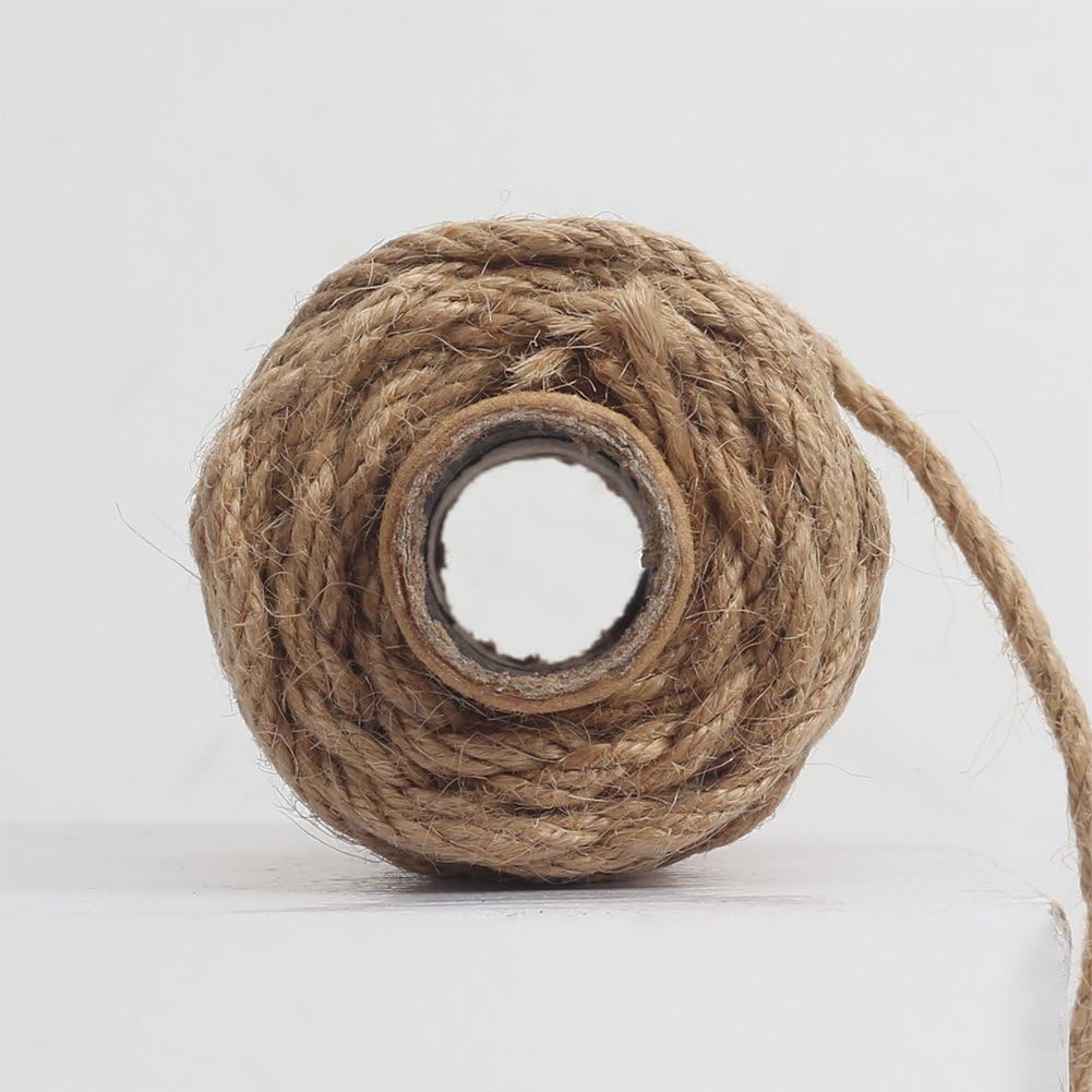 Tenn Well Strong Natural Jute Twine, 4mm Thick 66 Feet Long Jute String Rope Roll for Garden, Arts & Crafts, Home Decor, Packaging : Office Products