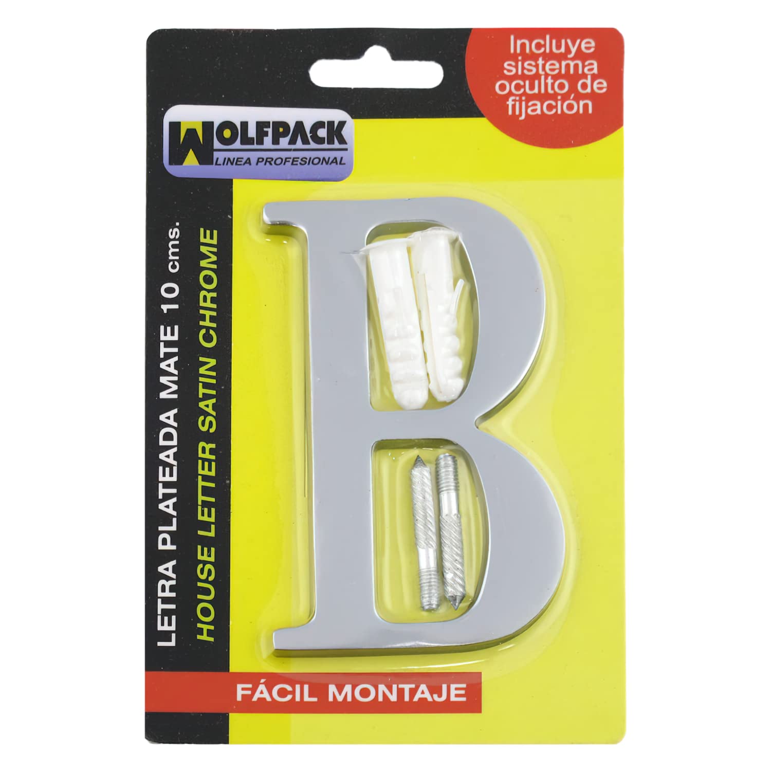 Wolfpack 5320201 Letter B with Hidden Fasteners (Epoxy Molded, 10 cm Matt Silver