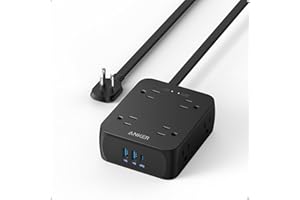 Anker Surge Protector Flat Plug Power Strip 2000J, 5ft Thin Extension Cord, 8 Outlets,2 USB A and 1 USB C Port,20W for iPhone15,Wall Mount,Compact for Home,Office,Room,TUV Listed (Black, 5FT)