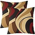 Red Brown Spiral Throw Pillow Covers Modern Simple Abstract Stripes Swirls Pillow Cases for Kids Teens Adults Simple Geometric Circles Decor Cushion Covers for Couch Office 18x18 Inch Set of 2