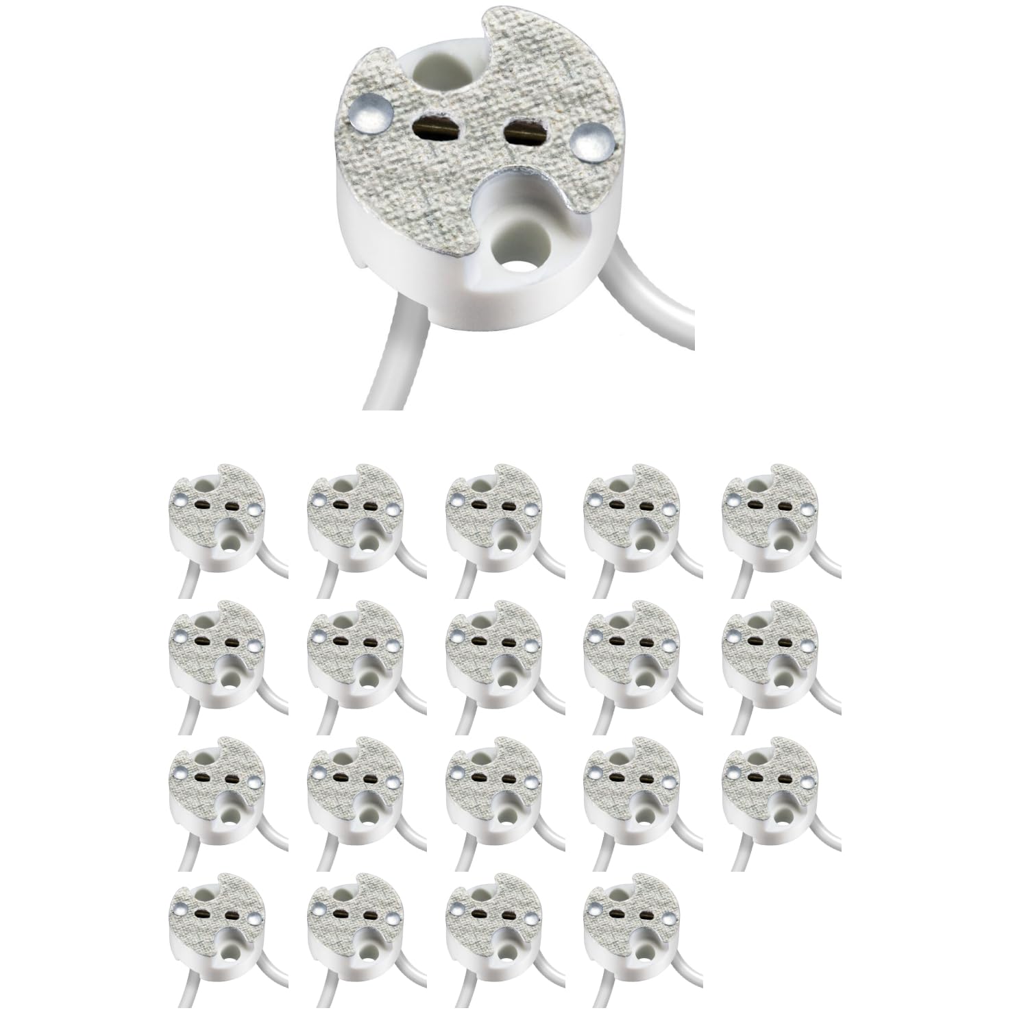 ledscom.de 20 Pieces GU5.3/G4 Socket, Ceramic, White, 12V AC, max. 25W