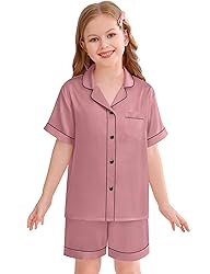 SWOMOG Kids Silky Satin Pajamas Set Girls Boys