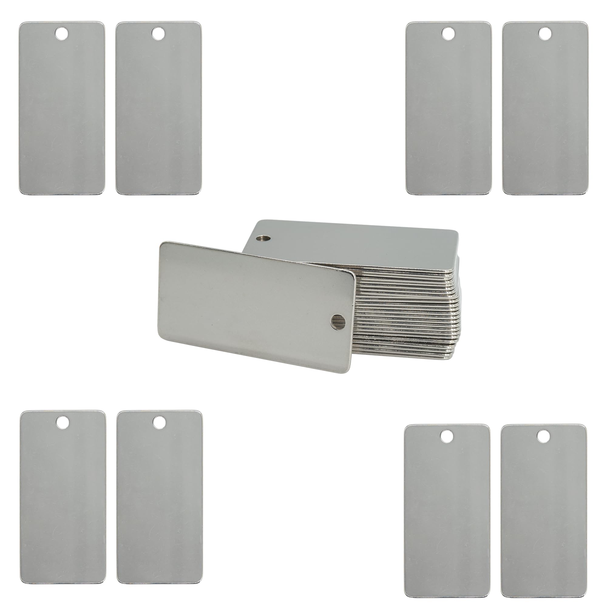 Engraving Blanks Stamping Blanks Stainless Steel Rectangle Blank Tags 50.8 * 25.4mm 100 Pack