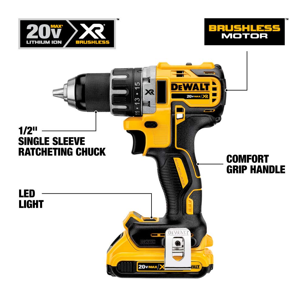 DEWALT 20V MAX Cordless Drill/Driver Kit, Brushless, 1/2-Inch (DCD791D2)