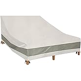 Aacabo Double Chaise Lounge Cover Waterproof Heavy Duty 82Inch Double Wide Patio Chaise Lounge Chair Cover-Beige