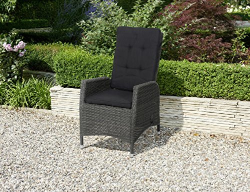 greemotion 128608 Rattansessel LAS Vegas - Hochlehner Gartenstuhl, Rückenlehne verstellbar, Grau/Anthrazit, 5.9 x 6.6 x 11 cm – Bild 3