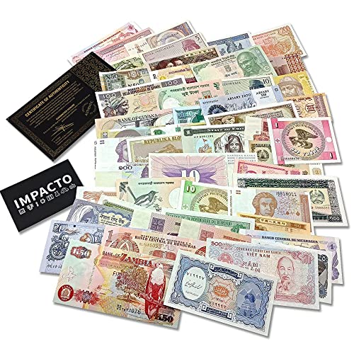 Impacto Coleccionables Foreign Currency 50 World Banknotes From