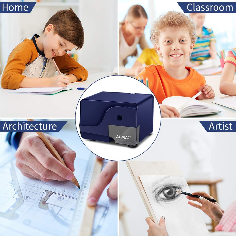 AFMAT Electric Pencil Sharpener, Heavy Duty Pencil Sharpeners, Colored Pencil Sharpner for 6-8mm Pencils, Fast Sharpen in 3-5s, 3 Sharpness Setting, Sharpen 10000 Times for School/Classroom/Teachers