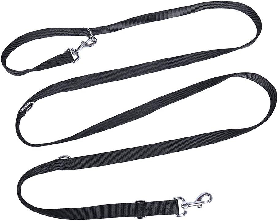 QQDOG Correa de Perro en Negro, Resistente y Ajustable en 5 Longitudes (1,60m-1,70m-2,25m-2,80m-3,00m) 3m Correa para Perro, Correa Doble