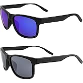 Epoch Eyewear Delta Watersports Fishing Sunglasses 2 Pair Black Frame with Polarized Super-Hydrophobic Blue Mirror & Smoke Lenses