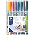 Staetdler Lumograph Non-Permanent Wet Erase Marker Pen, Low Odor Colored Markers, 8 Pack Assorted Colors, 311-WP8