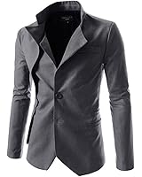 Ghope Herren Sakko Anzug Blazer Beil&auml;ufiger Unregelm&auml;&szlig;iger Clipping Zwei Kn&ouml;pfe Stehen Kragen Mantel