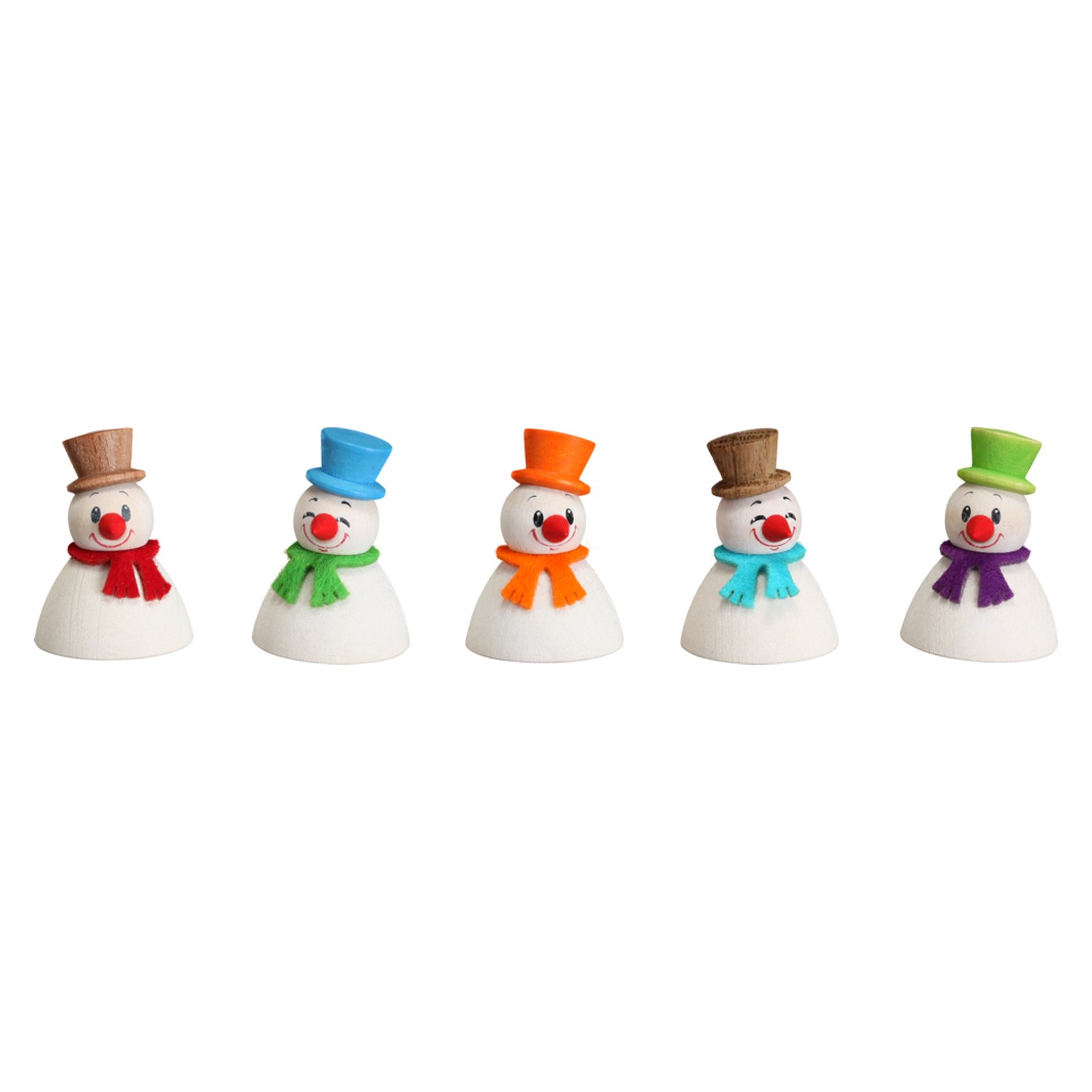 Seiffener Volkskunst Christmas wippel snowmann, 5 pieces, 4 cm / 2 inch, original Erzgebirge by SV 17005
