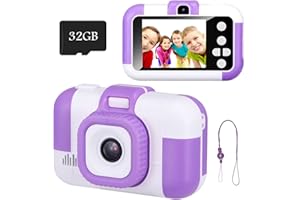 LOYANG Kids Selfie Camera Christmas Birthday - Gift for Girls Age 3-10, Kids Digital Cameras for Toddler with Video, Purple Kids Cameras Toys for 3 4 5 6 7 8 9 Years Old Girls Boys with 32GB SD Card