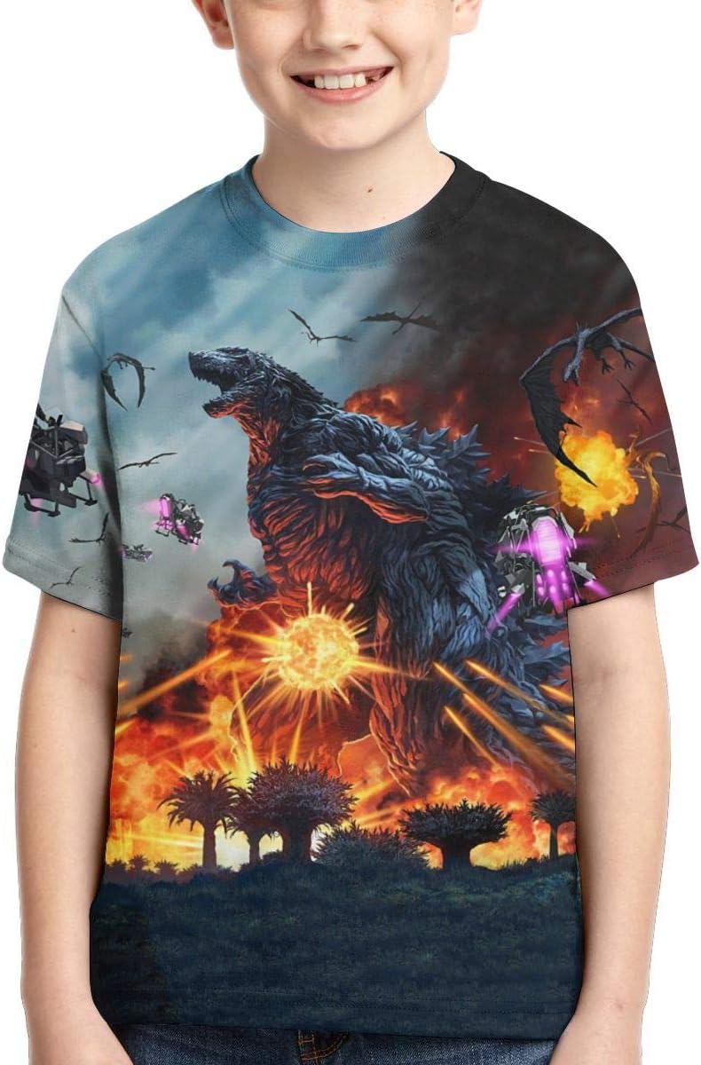 Boys Girls Godzilla 2 King of Monsters 3D Printed Short Sleeves T Shirt Fashion Youth Tee Shirts