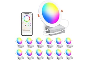 Smart Recessed Pot Lights LED 4 Inch, Bluetooth RGBCW Color Changing Recessed Lighting Compatible with Alexa, 2700k-6000k Dim