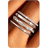 Florideco 14K Gold Plated Stackable Rings for Women Non Tarnish Dainty Cubic Zirconia Ring Set Minimalist Wedding Bands Ring Stack Statement Engagement Promise Thumb Rings Size 5-10