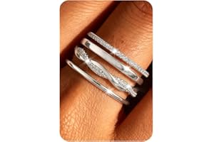 Florideco 14K Gold Plated Stackable Rings for Women Non Tarnish Dainty Cubic Zirconia Ring Set Minimalist Wedding Bands Ring Stack Statement Engagement Promise Thumb Rings Size 5-10