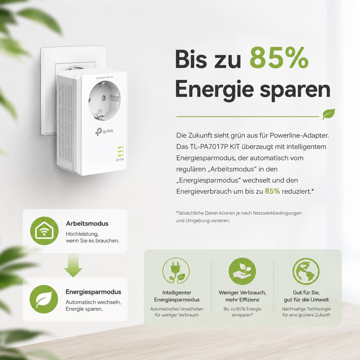 TP-Link Powerline Adapter Set TL-PA7017P KIT(1000Mbit/s, mit Steckdose, Gigabit-Port, Plug&Play, Kompatibel mit HomePlug AV/AV2 Powerline Adaptern, Ideal für Media-Streaming) 6