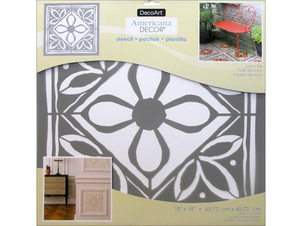 DecoArt Americana Decor Stencil 18x18 Lotus Tile, None, Extra Large, One Size